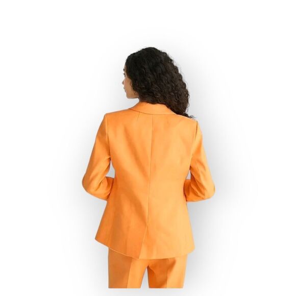 J Crew Helena in stretch linen blend Costal sunset bright orange Size 2 - Picture 3 of 16